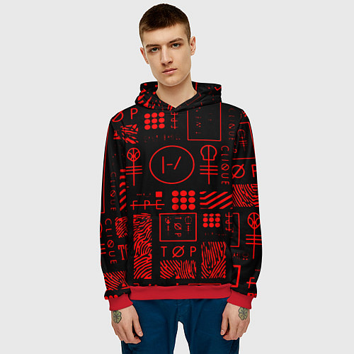 Мужская толстовка Twenty one pilots pattern rock / 3D-Красный – фото 3