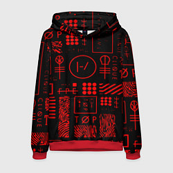 Толстовка-худи мужская Twenty one pilots pattern rock, цвет: 3D-красный