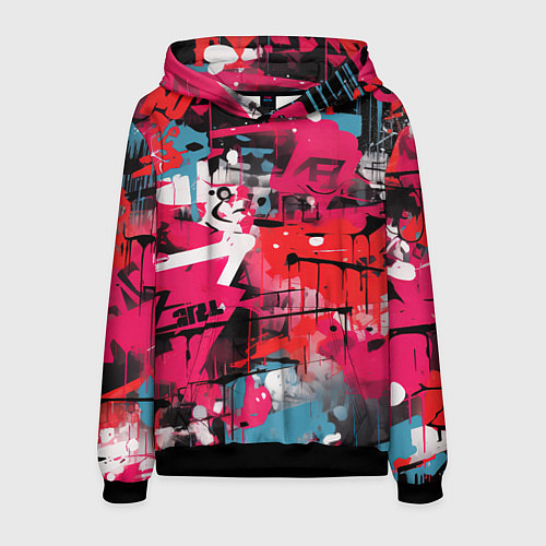 Мужская толстовка Красное граффити / 3D-Черный – фото 1
