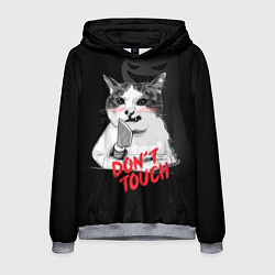 Толстовка-худи мужская Сердитый кот с ножом, цвет: 3D-меланж