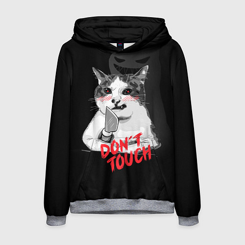 Мужская толстовка Сердитый кот с ножом / 3D-Меланж – фото 1