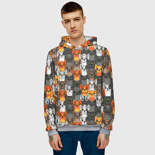 Мужская толстовка Мультяшные котята / 3D-Меланж – фото 3