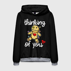 Толстовка-худи мужская Думаю о тебе - кукла вуду, цвет: 3D-меланж