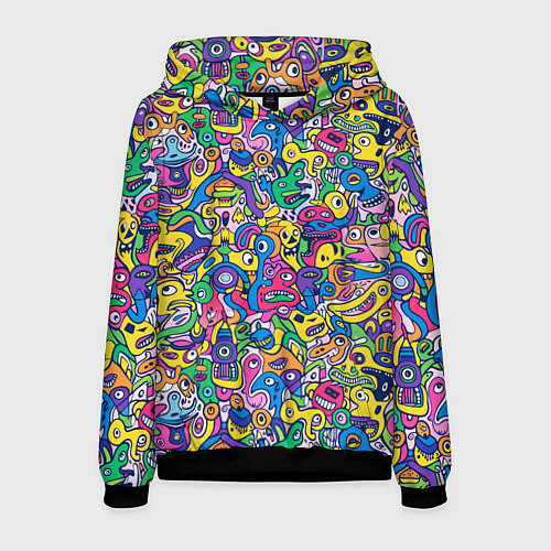 Мужская толстовка Рожицы разноцветные / 3D-Черный – фото 1
