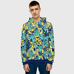 Толстовка-худи мужская Монстры тропические, цвет: 3D-синий — фото 2