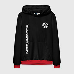 Толстовка-худи мужская Volkswagen logo white, цвет: 3D-красный