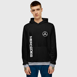 Толстовка-худи мужская Mercedes benz logo white auto, цвет: 3D-меланж — фото 2