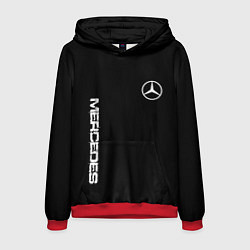 Толстовка-худи мужская Mercedes benz logo white auto, цвет: 3D-красный