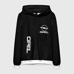 Толстовка-худи мужская Opel white logo, цвет: 3D-белый