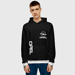 Толстовка-худи мужская Opel white logo, цвет: 3D-белый — фото 2