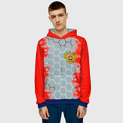 Толстовка-худи мужская Россия абстрактные соты, цвет: 3D-синий — фото 2