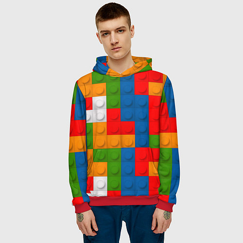 Мужская толстовка Блоки цветового конструктора / 3D-Красный – фото 3