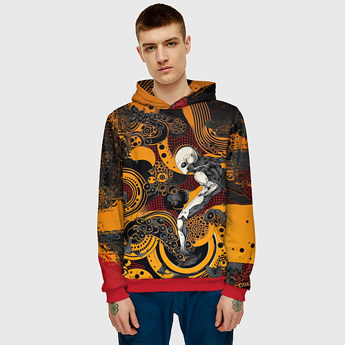 Мужская толстовка Внеземной паттерн с пришельцем / 3D-Красный – фото 3