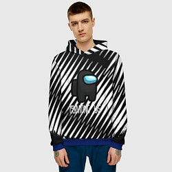 Толстовка-худи мужская Among us текстура, цвет: 3D-синий — фото 2