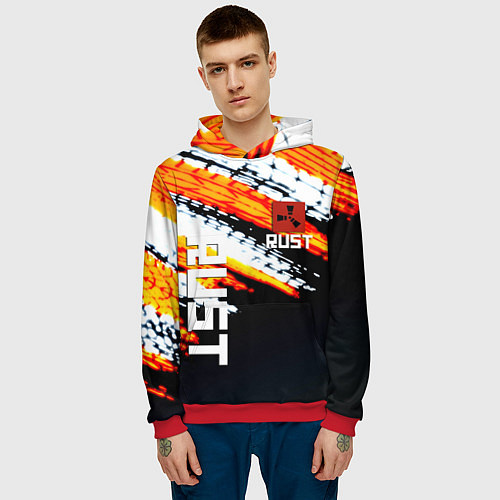 Мужская толстовка RUST краски текстура абстрактная / 3D-Красный – фото 3