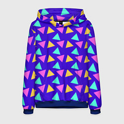 Толстовка-худи мужская Треугольники паттерн, цвет: 3D-синий