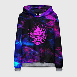 Толстовка-худи мужская Cyberpunk неоновые краски, цвет: 3D-меланж