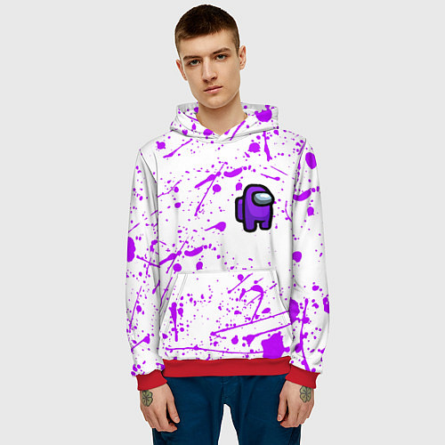 Мужская толстовка Among us neon colors game / 3D-Красный – фото 3