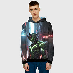 Толстовка-худи мужская Зелёный кибернетический демон, цвет: 3D-черный — фото 2