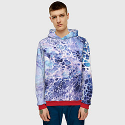 Толстовка-худи мужская Абстракция текстура воды и мрамора, цвет: 3D-красный — фото 2