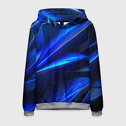 Толстовка-худи мужская Синяя геометрическая абстракция, цвет: 3D-меланж