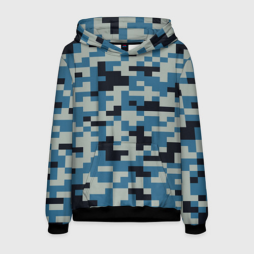 Мужская толстовка Пиксельный стиль камуфляж / 3D-Черный – фото 1