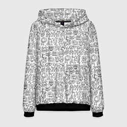 Толстовка-худи мужская Человечки и пришельцы, цвет: 3D-черный