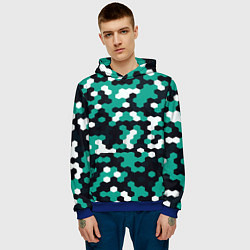Толстовка-худи мужская Милитари стекло текстура, цвет: 3D-синий — фото 2