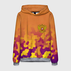 Толстовка-худи мужская Герб РФ текстура камуфляж, цвет: 3D-меланж