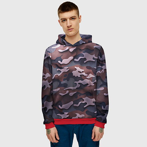 Мужская толстовка Камуфляж-грязь / 3D-Красный – фото 3