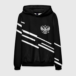Толстовка-худи мужская Россия геометрия спорт, цвет: 3D-черный