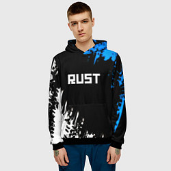 Толстовка-худи мужская Rust краски текстура штрихи, цвет: 3D-черный — фото 2