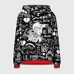 Толстовка-худи мужская Lil Peep pattern автографы лого, цвет: 3D-красный