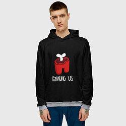 Толстовка-худи мужская Among us logo red, цвет: 3D-меланж — фото 2