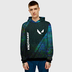 Толстовка-худи мужская Valorant glitch blue cybersport, цвет: 3D-черный — фото 2