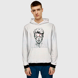 Толстовка-худи мужская Рисунок Дэвида Боуви, цвет: 3D-черный — фото 2