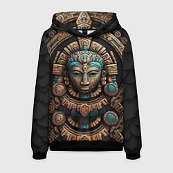 Толстовка-худи мужская Древние узоры цивилизации индейцев Майя, цвет: 3D-черный
