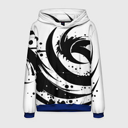 Толстовка-худи мужская Ai art black and white abstraction, цвет: 3D-синий