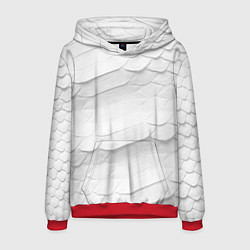 Толстовка-худи мужская Белая чешуя змеи, цвет: 3D-красный