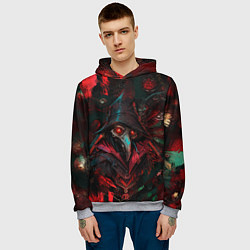 Толстовка-худи мужская Чумной доктор с пылающим взором, цвет: 3D-меланж — фото 2