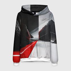Толстовка-худи мужская Футуристичный пейзаж в стиле авангард, цвет: 3D-белый