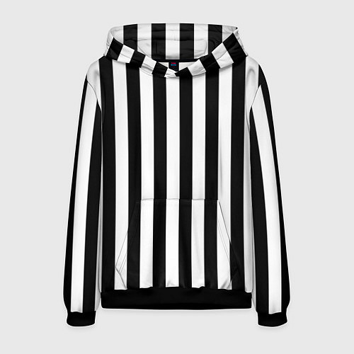 Мужская толстовка Вертикальные черно белые полосы / 3D-Черный – фото 1