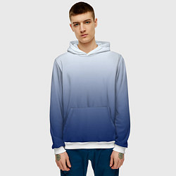 Толстовка-худи мужская Бело синий градиент, цвет: 3D-белый — фото 2