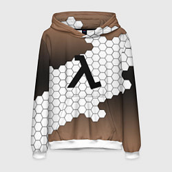 Толстовка-худи мужская Half life соты, цвет: 3D-белый