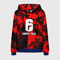 Толстовка-худи мужская Rainbow six тропик паттерн, цвет: 3D-синий