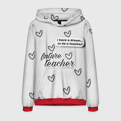Мужская толстовка Надпись будущий учитель / 3D-Красный – фото 1