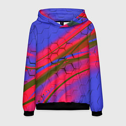 Толстовка-худи мужская Неоновая броня соты, цвет: 3D-черный
