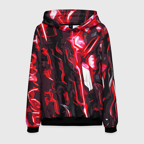Мужская толстовка Красно-чёрная киберпанк абстракция / 3D-Черный – фото 1