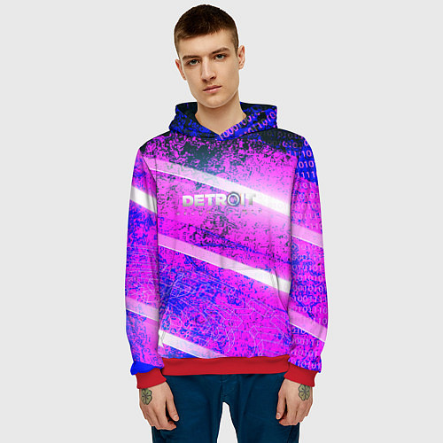 Мужская толстовка Detroit become human neon / 3D-Красный – фото 3