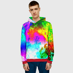 Толстовка-худи мужская Неоново кислотный огонь, цвет: 3D-красный — фото 2